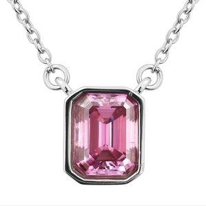 🔥PRICE CUT🔥NWT RARE PINK MOISSANITE NECKLACE IN RHODIUM OVER STERLING SILVER